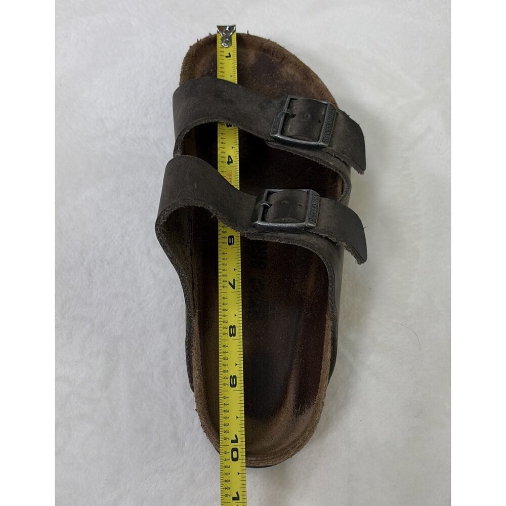 Birkenstock Arizona Two Strap Greige Distressed Leather Sandals Size 39 FreeShip - Picture 14 of 14